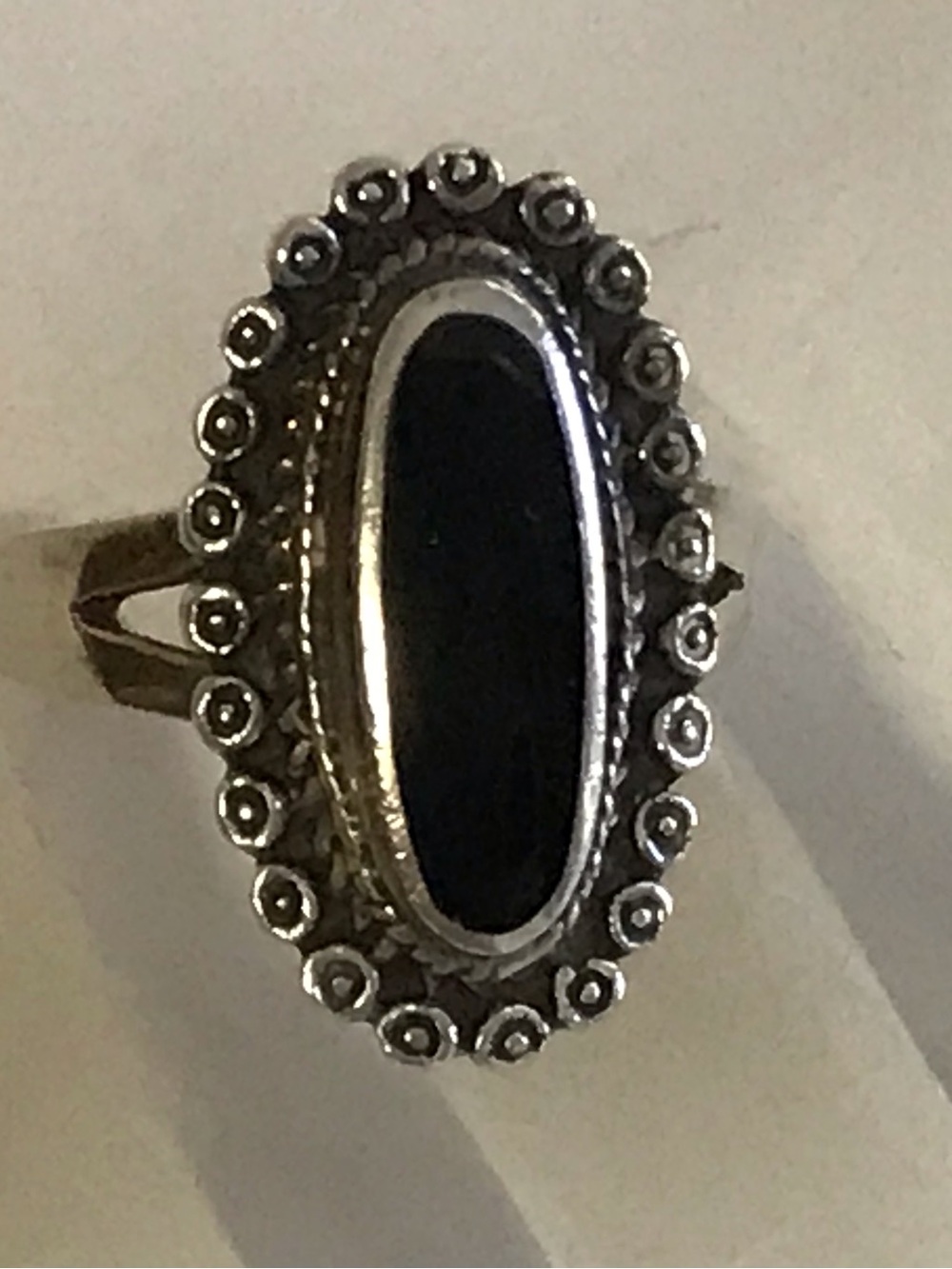 Sterling Silver Onyx Ring Size 7